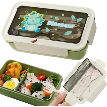 VERK GROUP Svačinový box s přihrádkami - zelený dinosaurus