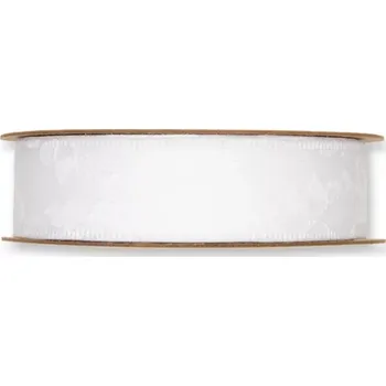 Stuha Dekorační stuha s krajkou bílá 25mm x 8m