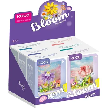 ostatní stavebnice Stavebnice mini KOCO Květinová scenérie plast 6 druhů v krabičce 10x14x6cm 6ks v boxu