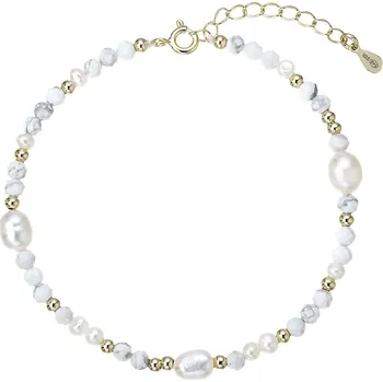 Náramek EVOLUTION GROUP CZ Pozlacený náramek s perlami a howlity - 13113.1