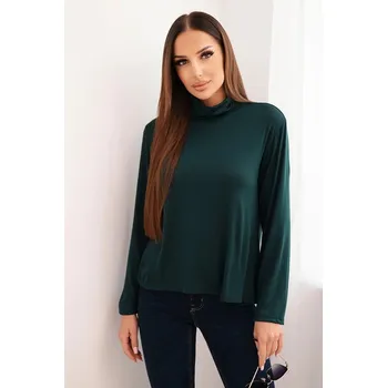 Dámská halenka Dámská viskózová blůza s rolákem a dlouhým rukávem tmavě zelená UNI