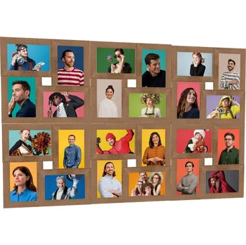 Rám na obraz vidaXL Kolážový fotorámeček na 24 obrázků (10 x 15 cm) MDF [332790] Barva: světle hnědá
