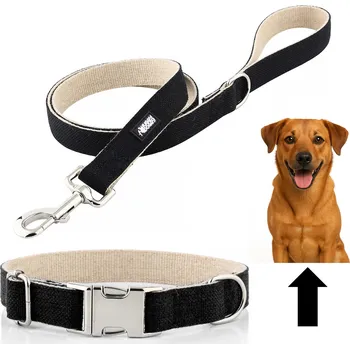 Obojek pro psa Vodítko a obojek pro štěně sada 2v1 lehká HUGGY DOGGY černá XS