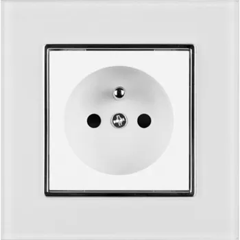 Elektrická zásuvka Elhard Zásuvka Royal Glass Elegant s rámečkem, bílá - kompletní