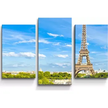 Obraz Sablio Obraz - 3-dílný Eiffel Tower 5 - 75x50 cm