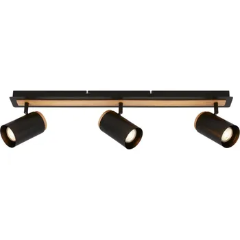 Bodové svítidlo BRILONER Duta stropní bodové svítidlo - GU10 patice, max. 10W, nastavitelné, černá/dřevo, 3-ramenné 2359035