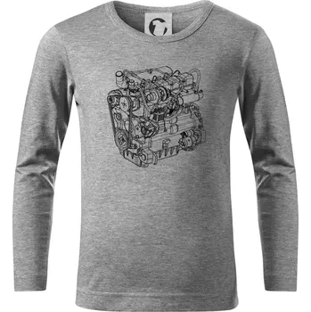 Chlapecké tričko Motor Zetor Z 1006 - Triko dětské Long Sleeve - 134 cm/8 let ( Tmavě šedý melír )
