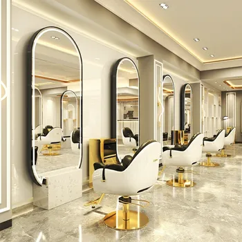 Zrcadlo Konzola konsoleta kadeřnická barberská kosmetická zrcadlo LED rám hliníkový 200x80 PRO 1-MR-OV20080-3-01