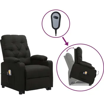 Masážní přístroj vidaXL Zvedací masážní křeslo textil [3093489] Barva: Černá