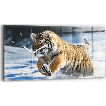 Hodiny Moderní skleněné nástěnné hodiny s potiskem 60x30 cm Odvážný Krok Vpřed
