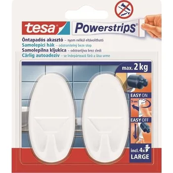Háček samolepící Tesa Powerstrip, bílý, 2 ks