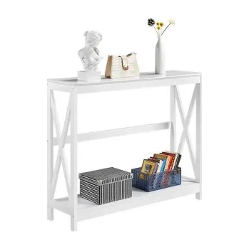 Konferenční stolek Konzolový stolek 591862 white, 101,5 x 30 x 81 cm, bílý - A YAHEETECH