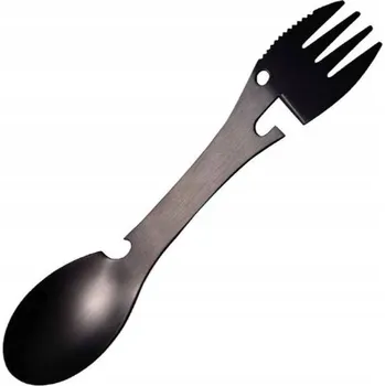 Příbor Lžíco-vidlička turistická kovová ocelová černá vidlička lžíce 5v1