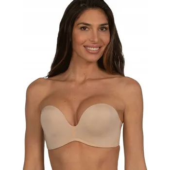 Podprsenka Wonderbra podprsenka bardotka, balkonetka hnědá velikost 85E