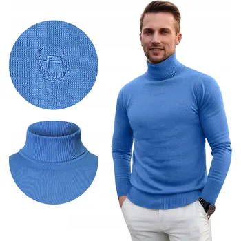 Pánský svetr Pako Jeans svetr Klasický rolák pánský bavlněný modrý rolák velikost L