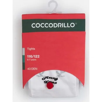 Coccodrillo dětské punčocháče bílé polyamidové, velikost 140