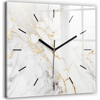 Hodiny Skleněné hodiny s motivem na zeď Tiché ručičky Mramorový dekor 30x30