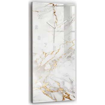 Hodiny Vertikální Skleněné Hodiny Stylové Tiché Bez Hlučné Nástěnné Mramorové Ozdobné 30x60