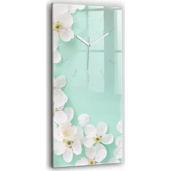 Hodiny Skleněné nástěnné hodiny tiché Kuchyň Kvetoucí jabloň 30x60