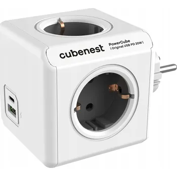 Elektrická zásuvka PowerCube Original USB A+C PD 20 W - 4 zásuvky - typ F-schuko - Šedá