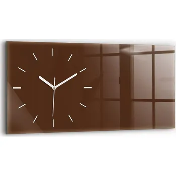 Hodiny Moderní skleněné nástěnné hodiny s potiskem horizontální 60x30 cm, hnědá barva