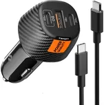 Spigen Essential sada autonabíječky s porty 2x USB-C / USB-A a kabelu USB-C na USB-C - 113W - 1 m - černá