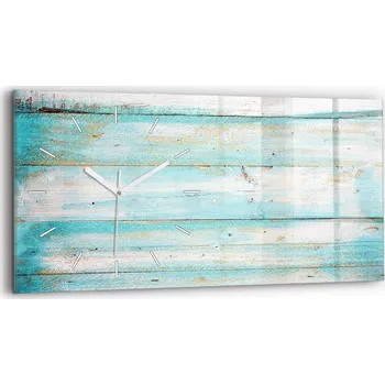 Hodiny Minimalistické skleněné nástěnné hodiny s S Potiskem - Modré desky 60x30 cm