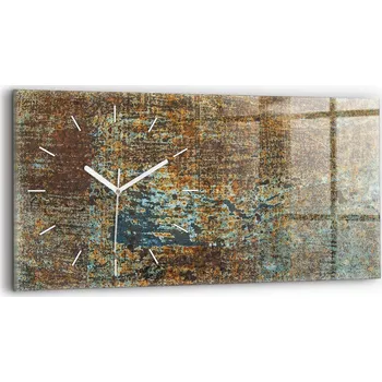 Hodiny Skleněné nástěnné hodiny do kanceláře se vzorem textury starého kovu 60x30 cm