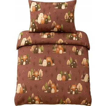 Povlečení Pościel misie rodzina brązowe niedźwiadek las Povlečení medvídci rodina hnědé les 140x200 cm