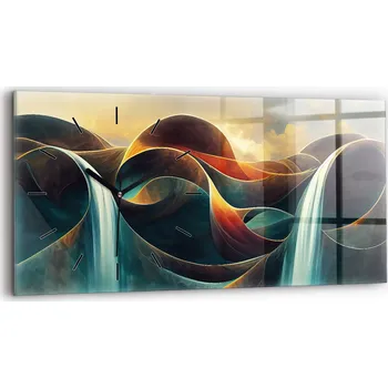 Hodiny Dekorativní nástěnné hodiny s krásnou grafikou 60 cm x 30 cm Tekoucí vodopád pozadí