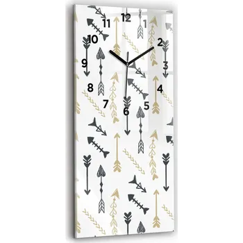 Hodiny Foto Skleněné Hodiny Nástěnné Do Obýváku Geometrický Hipsterský Vzor 30x60 cm