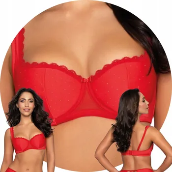 Podprsenka Paripari podprsenka bardotka, balkonetka červená velikost 80G