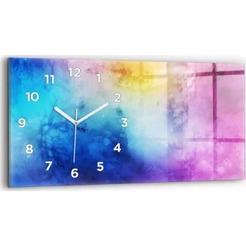 Hodiny Moderní skleněné nástěnné hodiny s potiskem horizontální 60x30 cm Barevné Skvrny