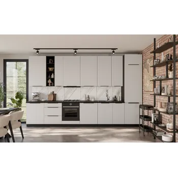 Kuchyňská linka Kuchyňská linka 390 cm Aria 2 - Černá + WH Crystal white AFM