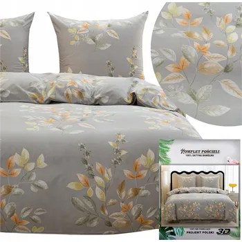 Povlečení Povlečení 200x220 3dílná sada povlaky 70x80 saténové Maria listy