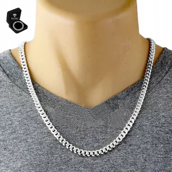 Řetízek Srebrny ŁAŃCUCH Męski Řetízek STŘÍBRO ryzosti 925 6 mm/50 cm Pancr ITALSKÁ Nová