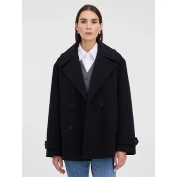 Dámský kabát Černý dámský krátký kabát ORSAY Orsay černá | bílá | světle modrá 3500151