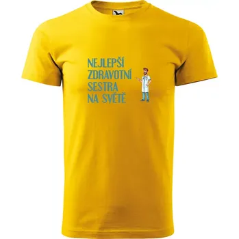 Pánské oblečení Sablio Tričko s potiskem Nejlepší zdravotní sestra na světě - žluté L