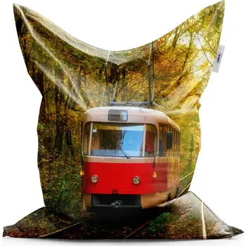 Sedací pytel Sablio Sedací vak Červená tramvaj v lese - 200x140 cm