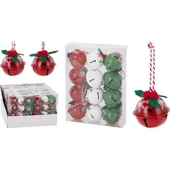 Vánoční dekorace KOOPMAN Vánoční ozdoby - rolničky 4 cm /3 barvy, sada 12 kusů