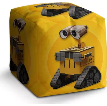 Taburet Sablio Taburet Cube Wall-E robot Žlutý: 40x40x40 cm