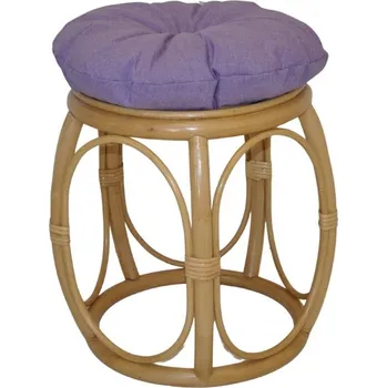 Taburet Ratanová taburetka široká medová polstr fialový melír