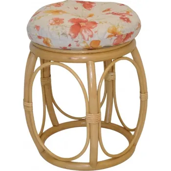 Nábytek Axin Trading s.r.o. Ratanová taburetka široká medová polstr motiv květiny