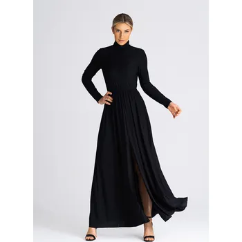 Dámské šaty Maxi rolákové šaty s dlouhým rukávem M936 Barva: Zelená, Velikost: M