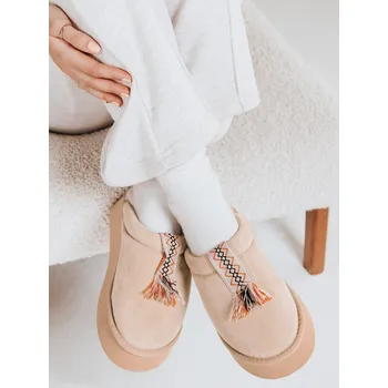 Dámské pantofle Dstreet Dámské pantofle zateplené ZY1259 Barva: Khaki, Velikost: 41