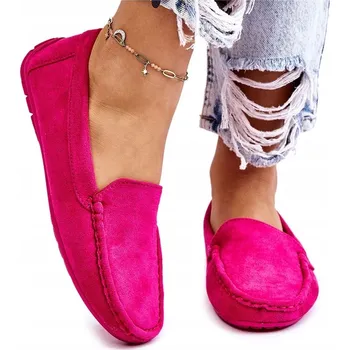 Dámské mokasíny SEMIŠOVÉ MOKASÍNY FUCHSIOVÉ BARVY S PROFILOVANOU STÉLKOU VELIKOST 39