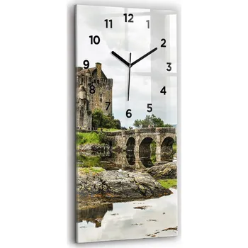 Hodiny Skleněné hodiny tiché klasické nástěnné Zámek Eilean Donan Skotsko 30x60