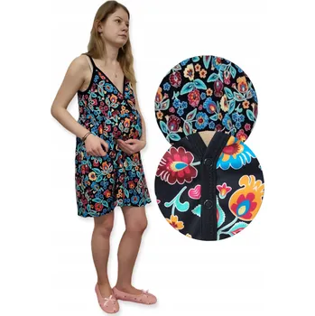 Dámská noční košile Těhotenská KOŠILE na kojení BAVLNA 100% na ramínka velikost M FOLK