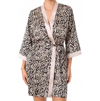 Dámské noční prádlo Donna Saténový dámský župan s vázáním, dlouhý rukáv Sheila S