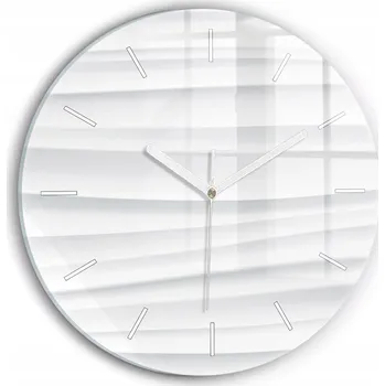 Hodiny Moderní skleněné nástěnné hodiny s potiskem Vlny textura kulatý průměr 30 cm